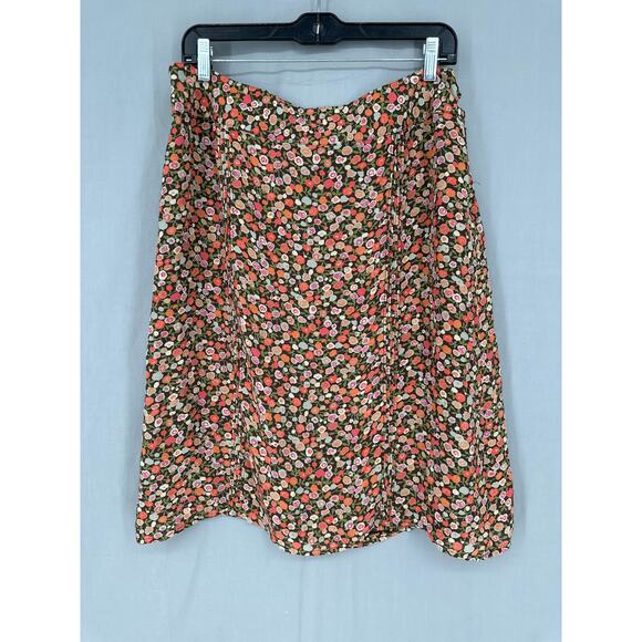 Y2K Vintage Skirt Large Brown Floral Midi Cottage Boho Bohemian 90s Fairy Pink - Picture 6 of 8